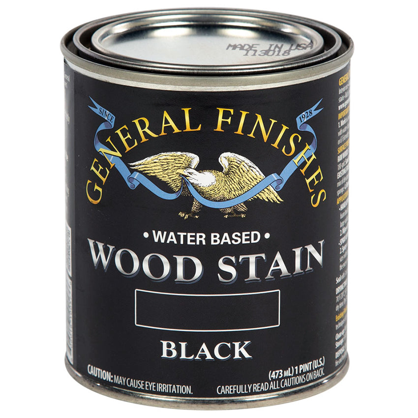 General Finishes Water-Based Wood Stain, Black, Pint can