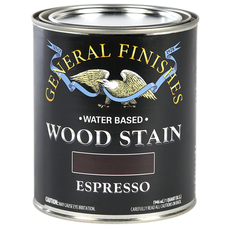 General Finishes Water-Based Wood Stain, Espresso, Quart can