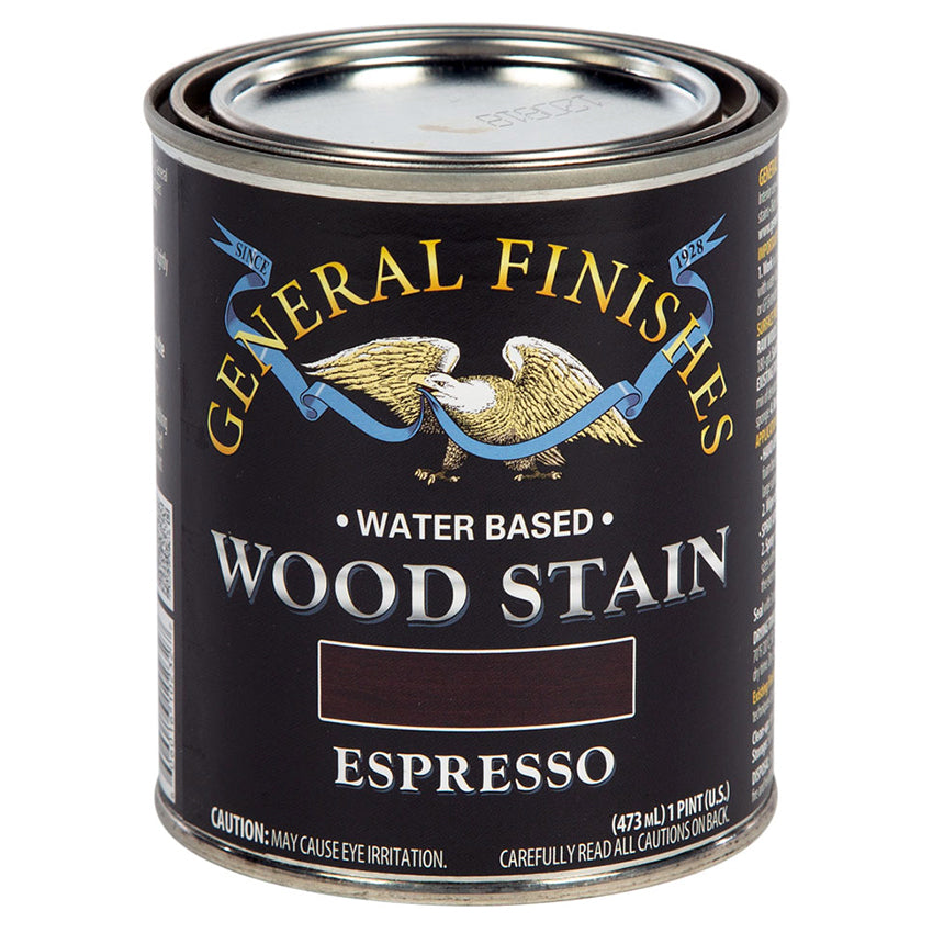 General Finishes Water-Based Wood Stain, Espresso, Pint can