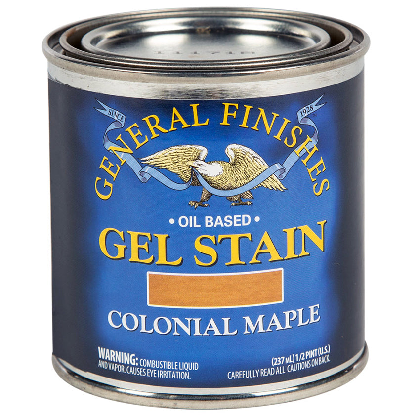 General Finishes Gel Stain Colonial Maple half pint can