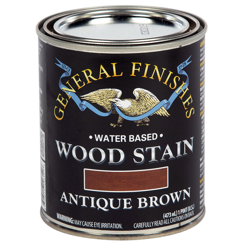 General Finishes Water-Based Wood Stain, Antique Brown, Pint can