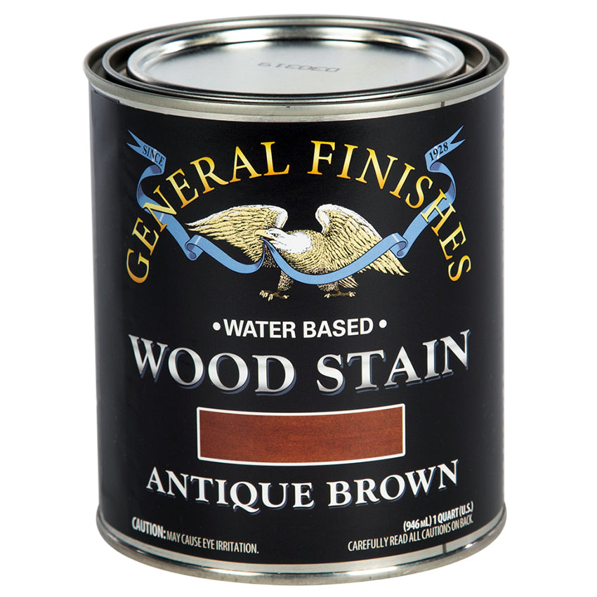 General Finishes Water-Based Wood Stain, Antique Brown, Quart can