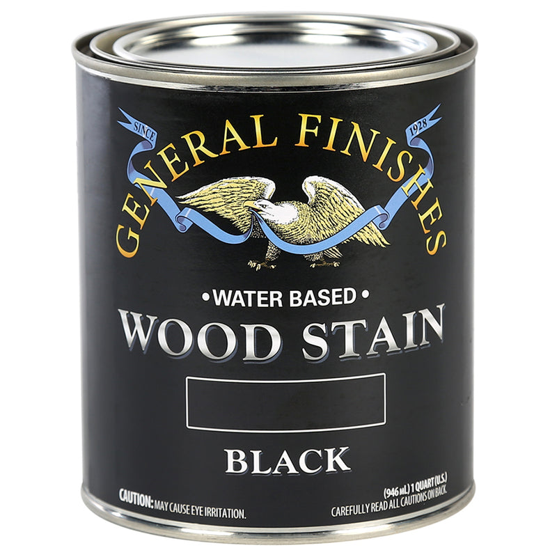 General Finishes Water-Based Wood Stain, Black, Quart can