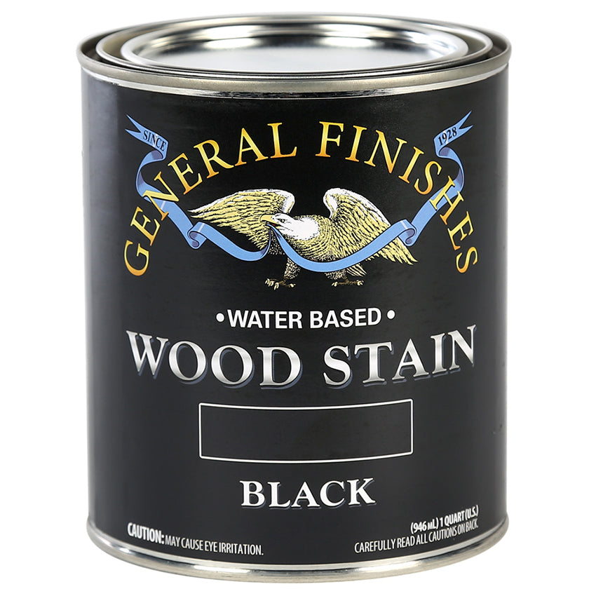 General Finishes Water-Based Wood Stain, Black, Quart can