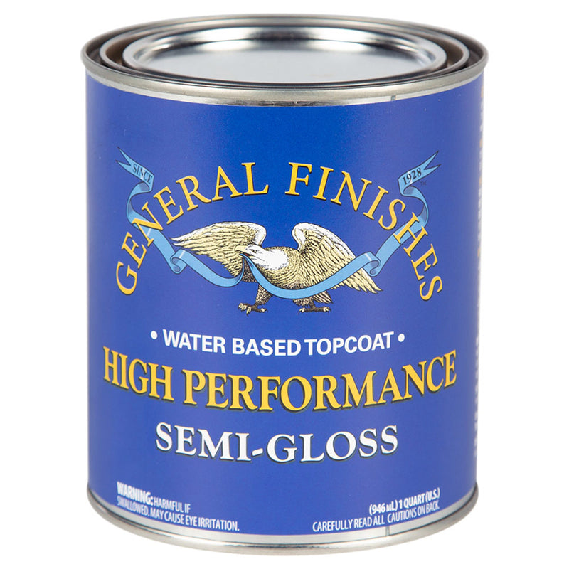 General Finishes High Performance Water-Based Topcoat, Semi-Gloss, Quart can
