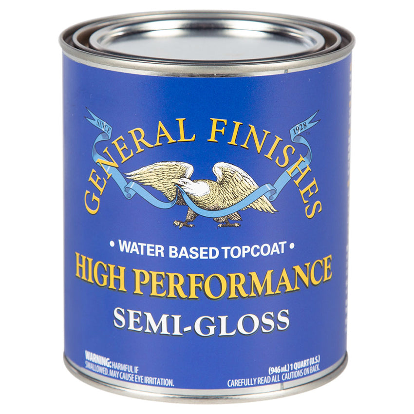 General Finishes High Performance Water-Based Topcoat, Semi-Gloss, Quart can