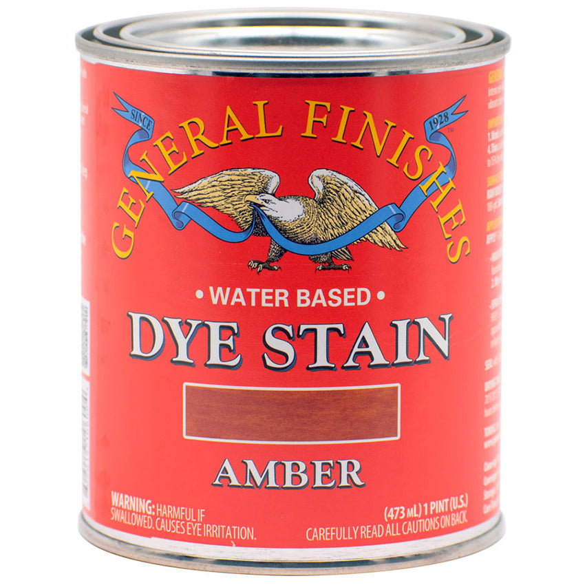 General Finishes Water-Based Dye Stain, Amber, Pint can