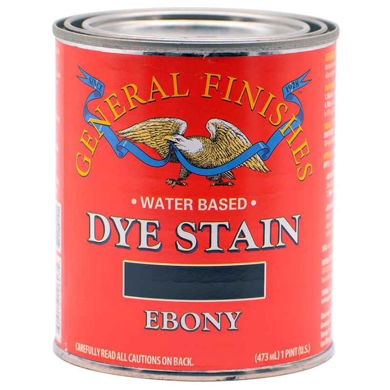 General Finishes Water-Based Dye Stain, Ebony, Pint can