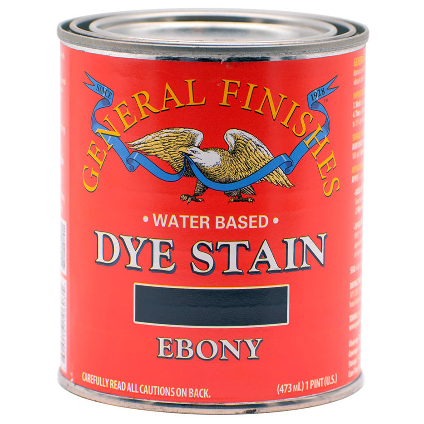 General Finishes Water-Based Dye Stain, Ebony, Pint can