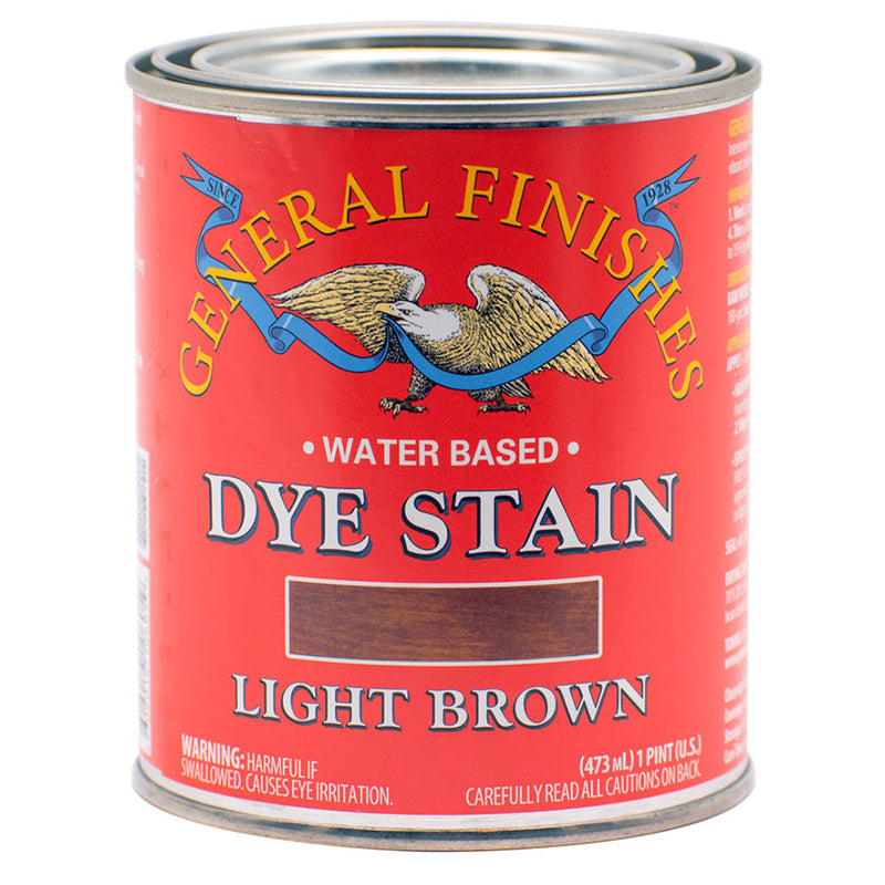 General Finishes Water-Based Dye Stain, Light Brown, Pint can