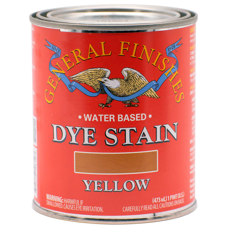 General Finishes Water-Based Dye Stain, Yellow, Pint can