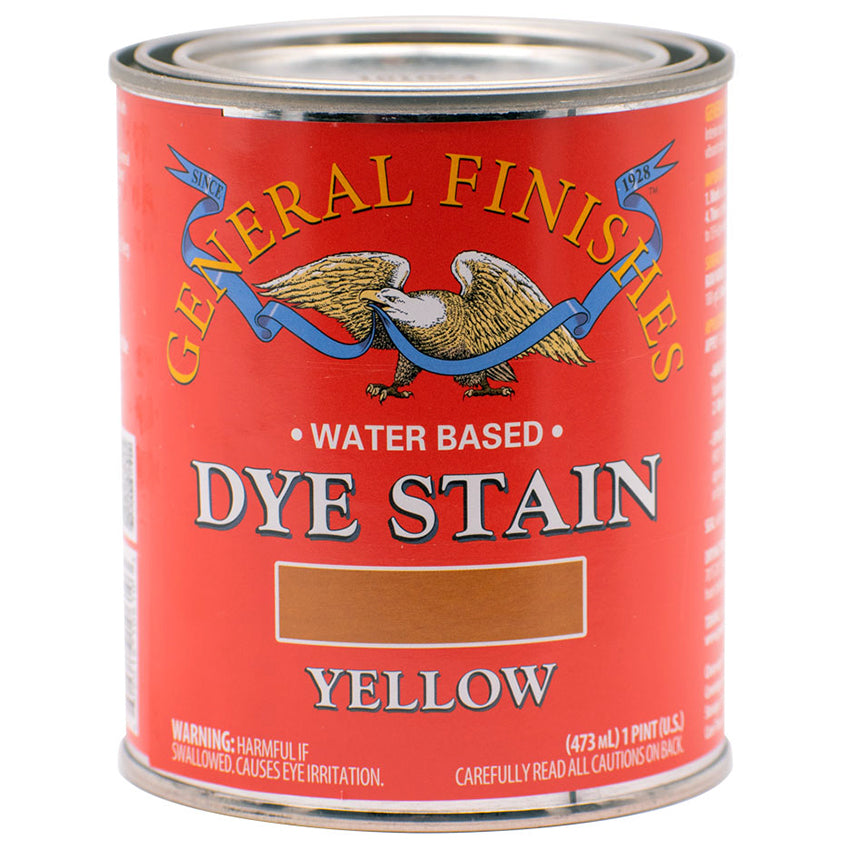 General Finishes Water-Based Dye Stain, Yellow, Pint can