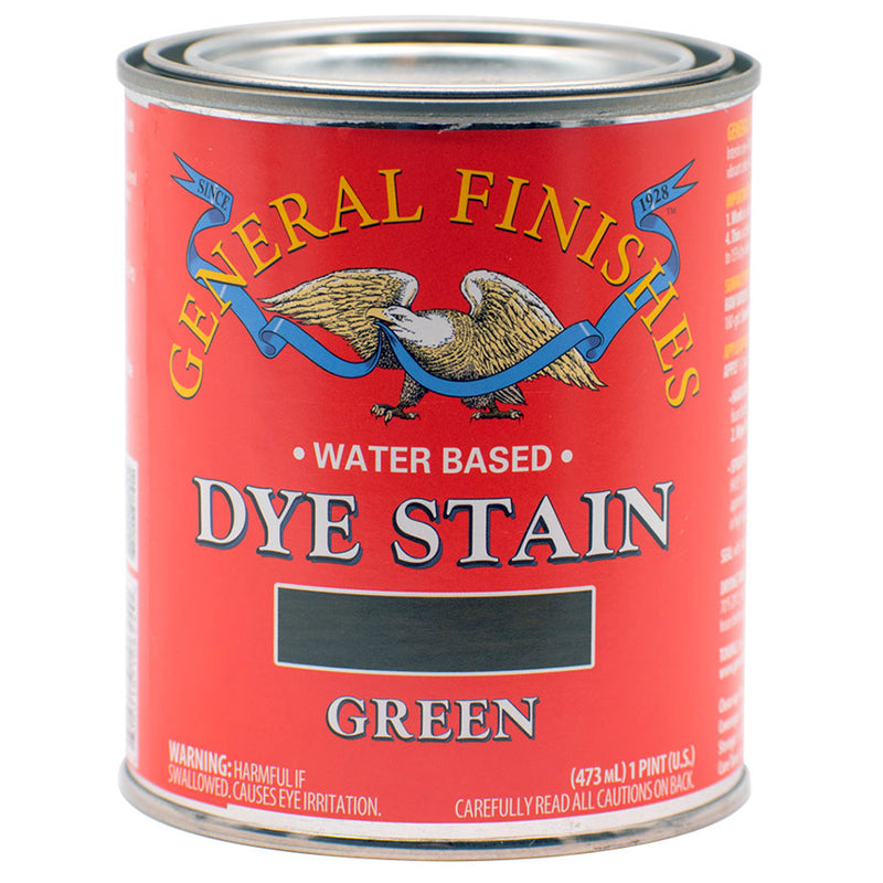 General Finishes Water-Based Dye Stain, Green, Pint can
