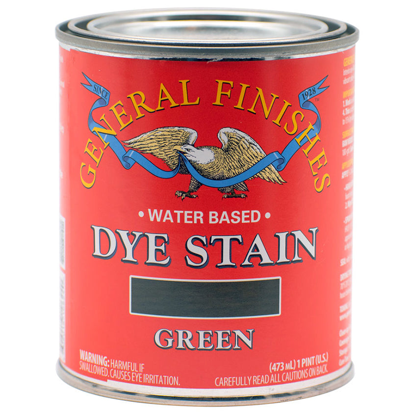 General Finishes Water-Based Dye Stain, Green, Pint can