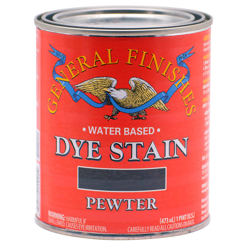 General Finishes Water-Based Dye Stain, Pewter, Pint can