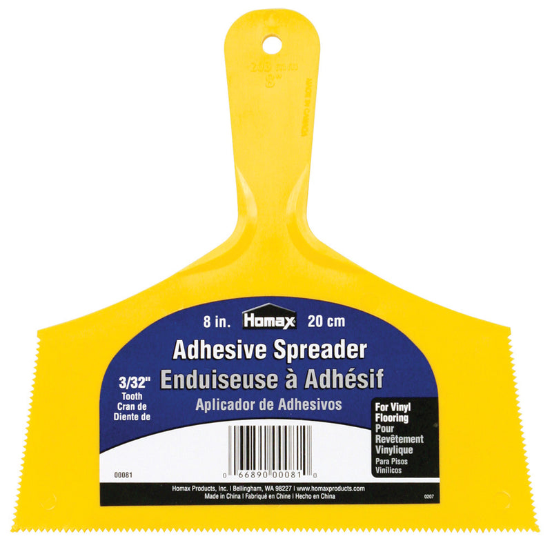 Homax Vinyl Floor Adhesive Spreader, 3/32 Inch Notch, 8 Inch