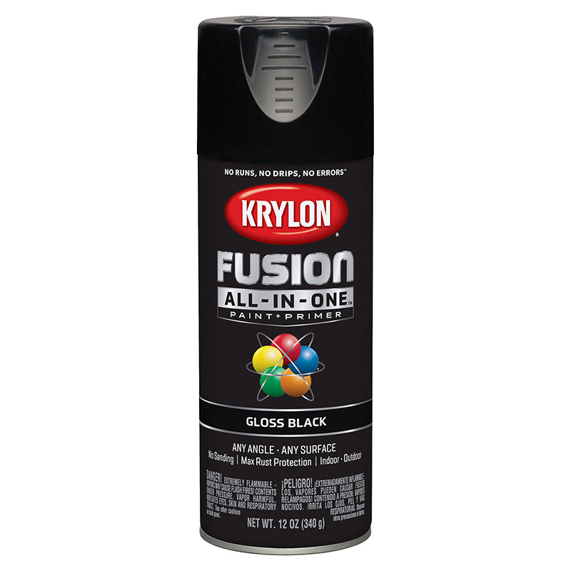 12 oz Krylon Fusion AIO Black Gloss 2702 - LCB Paint & Supply