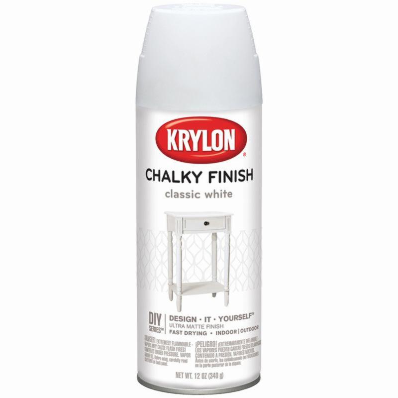 Krylon Chalky Finish Paint Spray, Classic White, 12 oz