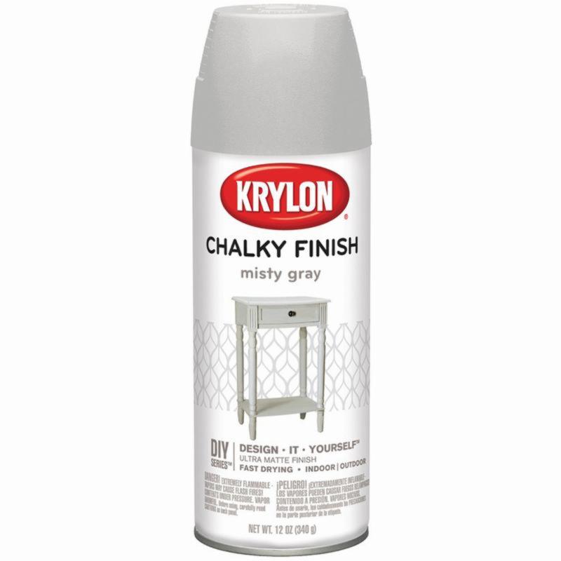 Krylon Chalky Finish Paint Spray, Misty Gray, 12 oz