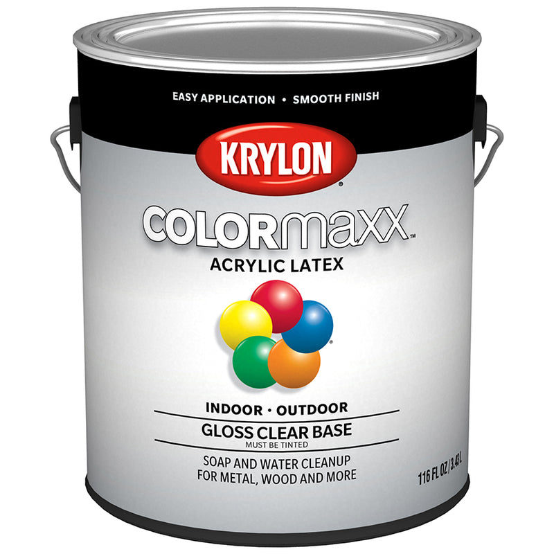 Krylon COLORmaxx Brush-On Paint, Clear Base, Gloss, Gallon