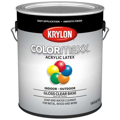 Krylon COLORmaxx Brush-On Paint, Clear Base, Gloss, Gallon