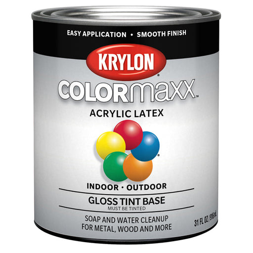 Krylon COLORmaxx Brush-On Paint, Tint Base, Gloss, Quart
