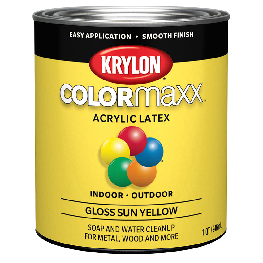 Krylon COLORmaxx Brush-On Paint, Sun Yellow, Gloss, Quart