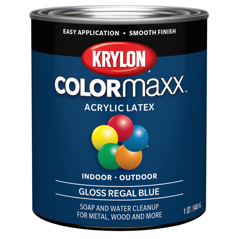 Krylon COLORmaxx Brush-On Paint, Regal Blue, Gloss, Quart