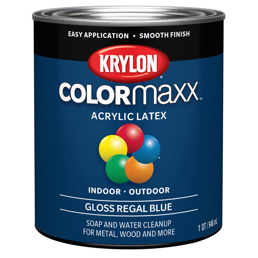 Krylon COLORmaxx Brush-On Paint, Regal Blue, Gloss, Quart