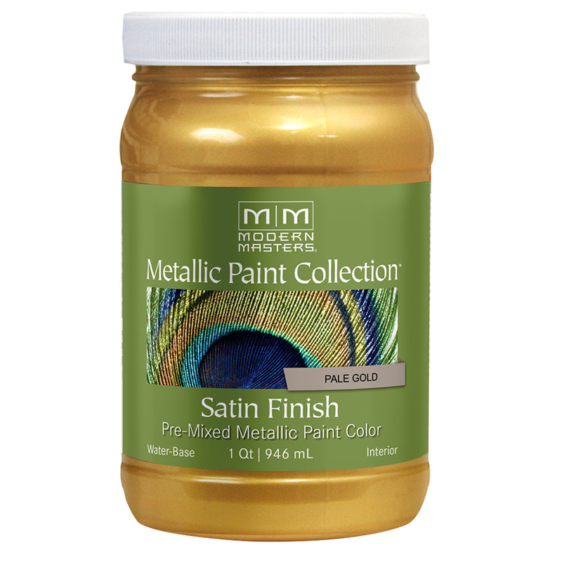 Modern Masters Satin Metallic Paint, listed Pale Gold, Quart package reference