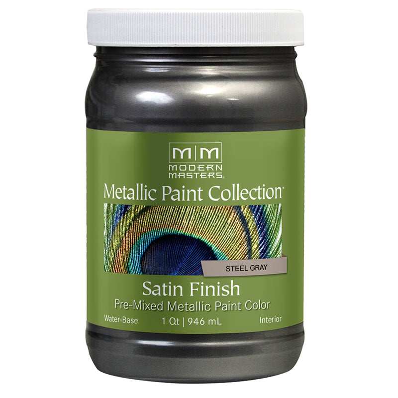 Modern Masters Satin Metallic Paint, listed Steel Gray, Quart package reference