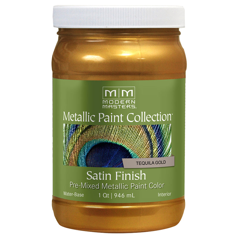 Modern Masters Satin Metallic Paint, listed Tequila Gold, Quart package reference