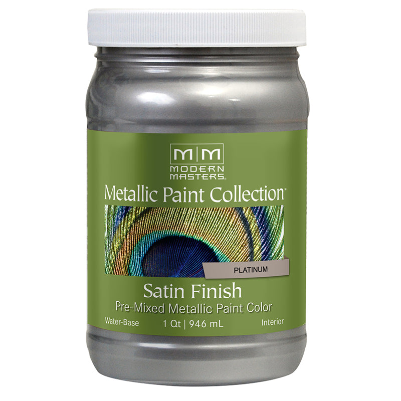 Modern Masters Satin Metallic Paint, listed Platinum, Quart package reference