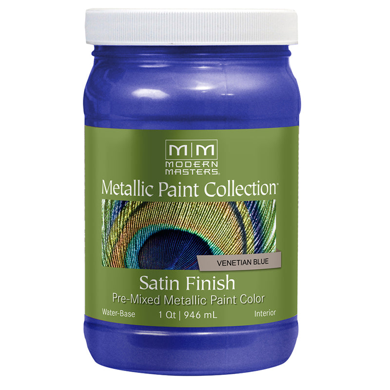 Modern Masters Satin Metallic Paint, listed Venetian Blue, Quart package reference