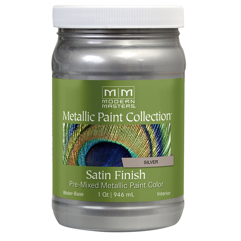 Modern Masters Satin Metallic Paint, listed Silver, Quart package reference