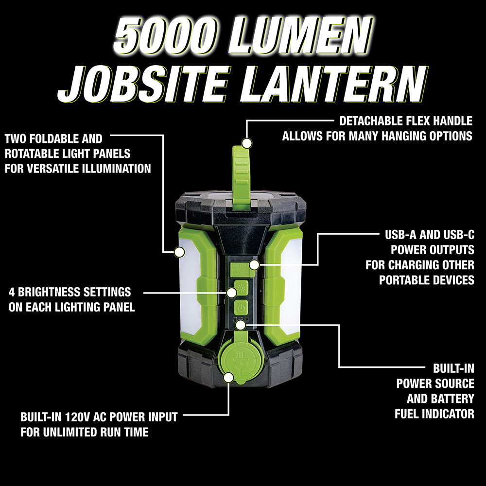 PowerSmith Voyager 5000 Lumen Jobsite Lantern with 3 Way Power Project Weekend DIY