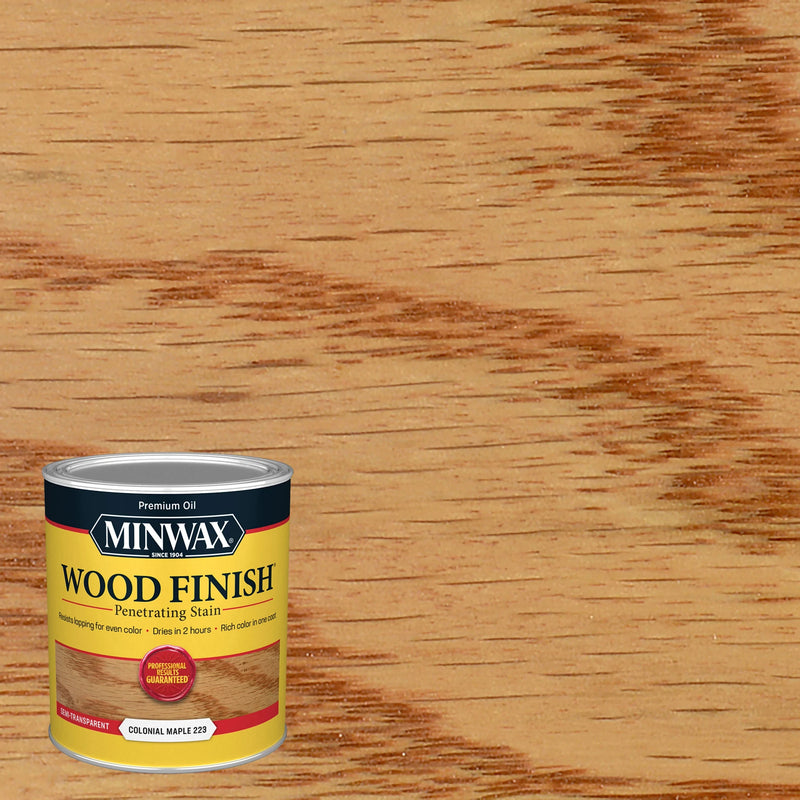 Colonial Maple manufacturer color sample; substrate affects appearance