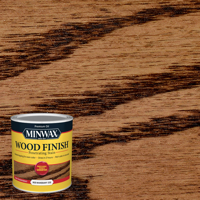 Red Mahogany manufacturer color sample; substrate affects appearance