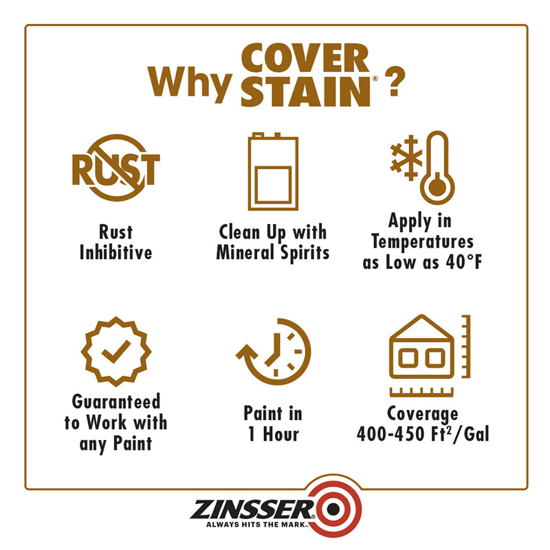 Zinsser Cover-Stain Oil-Based Primer, White, Quart