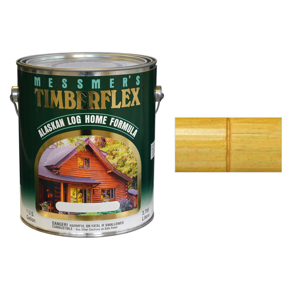 Messmer's Timberflex Log Home Finish, Natural Pine/Fir, Satin, Gallon with Natural Pine/Fir color swatch