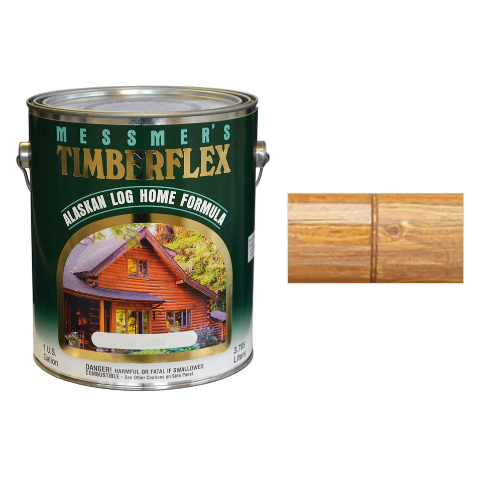 Messmer's Timberflex Log Home Finish, Oak Brown, Satin, Gallon with Oak Brown color swatch