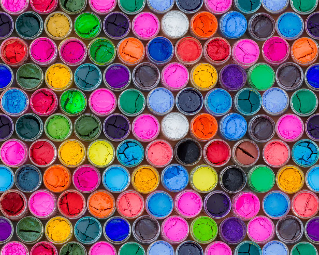 Rainbow of paint color samples