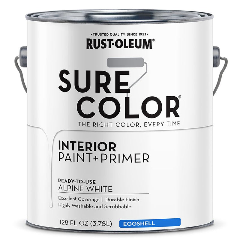 Rust Oleum Sure Color Eggshell Interior Paint + Primer Alpine White () Gallon Project Weekend DIY